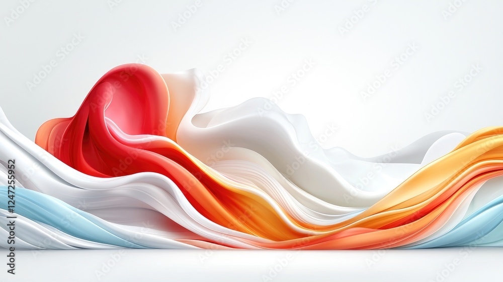 Canvas Prints abstract colorful waves flowing, white background, design element
