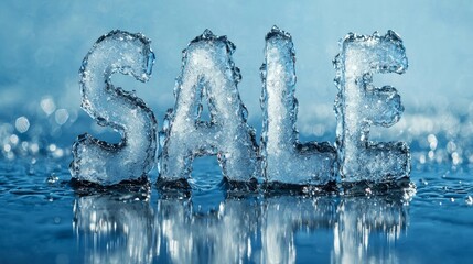 Ice letters spell sale during a winter event highlighting seasonal discounts at a local market