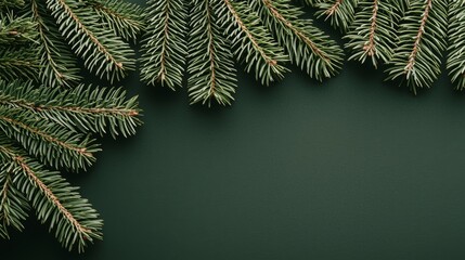 Evergreen Branches on Dark Green Background with Principles of Nature Magnified