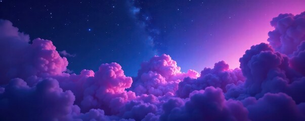 Twirling clouds of purple mist against starry night sky, dark, purple, blue