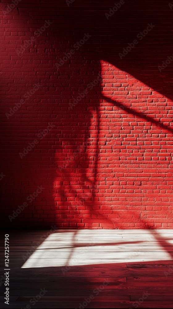 Poster a striking red brick wall forms a warm and inviting backdrop, enhanced by subtle shadows that dance 