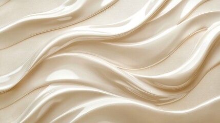 Obraz premium Soft cream texture forming waves on a transparent glass panel generative ai