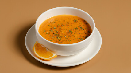 Lentil soup bowl isolated