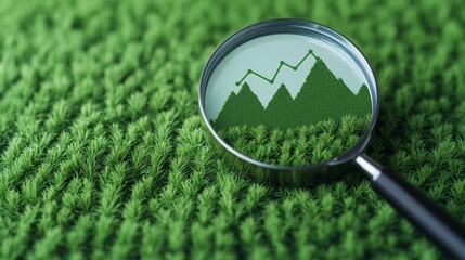 Glass Magnifying Lens Highlighting ESG Impact Metric on Green Surface