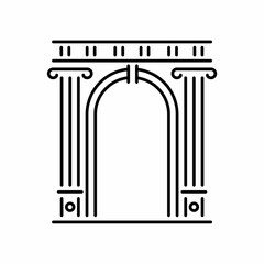 Classic Old Roman Ancient Building Gate Pillar Architecture Line Art Design