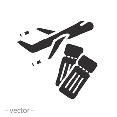 plane boarding, airplane ticket icon, airline open flight, flat vector illustration