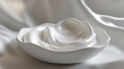 thick cream swirls in a ceramic dish generative ai