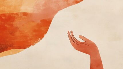 Abstract Art Featuring Hand and Orange Hues