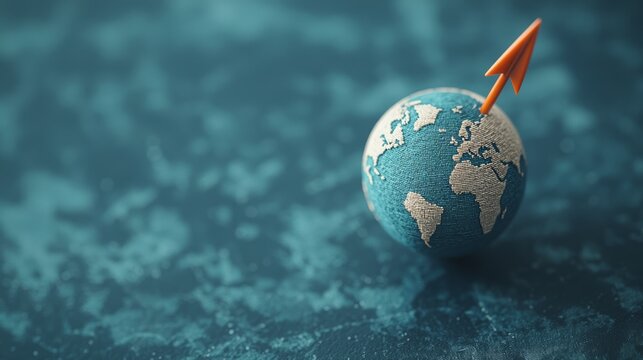 Emerging Globe From Water with Arrow Indicating Growth and Directional Significance