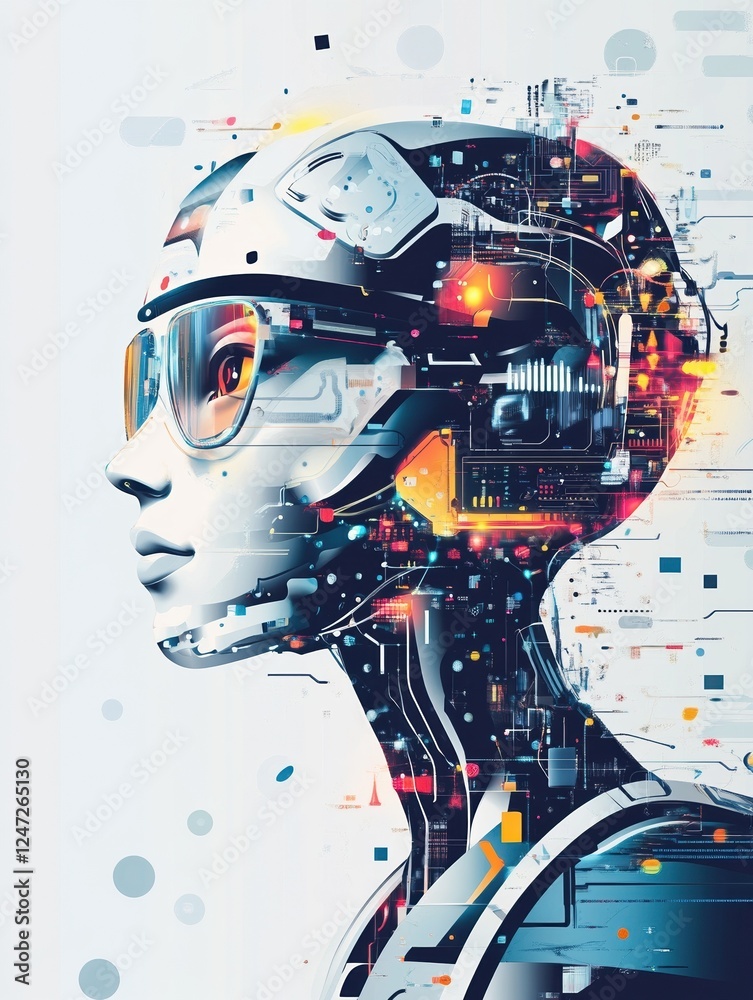 Poster smart robot abstract concept vector illustration set. chatbot development platform, virtual assistan