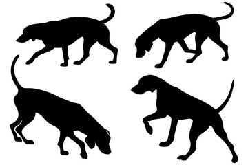 Dog Scent Tracking SVG Clipart Set – Bloodhound, GSP, and Dachshund Sniffing Silhouettes – Vector Art for Logos, Prints & Digital Designs on white background.