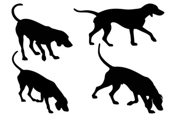 Dog Scent Tracking SVG Clipart Set – Bloodhound, GSP, and Dachshund Sniffing Silhouettes – Vector Art for Logos, Prints & Digital Designs on white background.