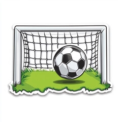 soccer ball in goal net