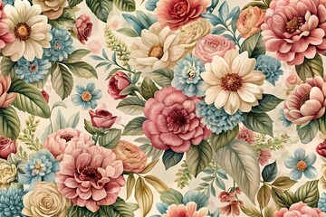 Enchanting Watercolor Floral Pattern &ndash; A Seamless Fusion of Vintage Elegance and Modern Charm