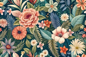 Enchanting Watercolor Floral Pattern &ndash; A Seamless Fusion of Vintage Elegance and Modern Charm