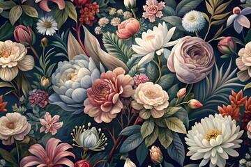 Enchanting Watercolor Floral Pattern &ndash; A Seamless Fusion of Vintage Elegance and Modern Charm