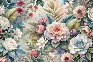 Enchanting Watercolor Floral Pattern &ndash; A Seamless Fusion of Vintage Elegance and Modern Charm
