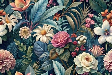 Enchanting Watercolor Floral Pattern – A Seamless Fusion of Vintage Elegance and Modern Charm