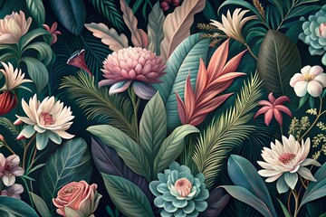 Enchanting Watercolor Floral Pattern &ndash; A Seamless Fusion of Vintage Elegance and Modern Charm