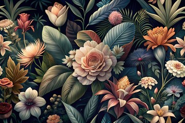 Enchanting Watercolor Floral Pattern &ndash; A Seamless Fusion of Vintage Elegance and Modern Charm