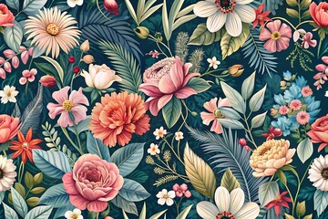 Enchanting Watercolor Floral Pattern &ndash; A Seamless Fusion of Vintage Elegance and Modern Charm