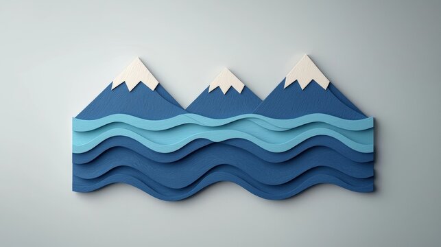 Creative Emblem Inspired by Nature and ESG Concepts Featuring Stylized Mountains and Waves