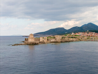 Naklejka premium Aerial view of Methoni Castle in early spring, Peloponnese, Greece.