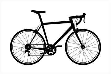 Racing bike silhouette, vector illustration isolated on white background. Sketch of a road bicycle design for racing athletes