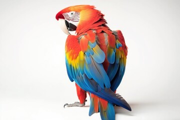 Obraz premium A macaw parrot with vivid feathers and a striking beak.