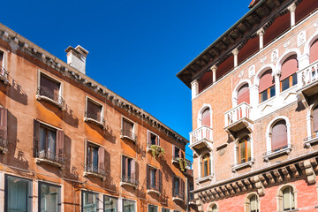 Obraz premium Facade of old building in Venice, Italy, 2019