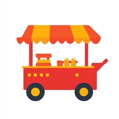 Naklejka premium Food cart icon illustration with snacks for street vending and fair promotions