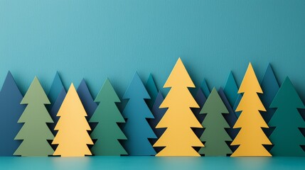 Obraz premium Colorful Paper Trees Representing Ethical Corporate Practices in Art and Design