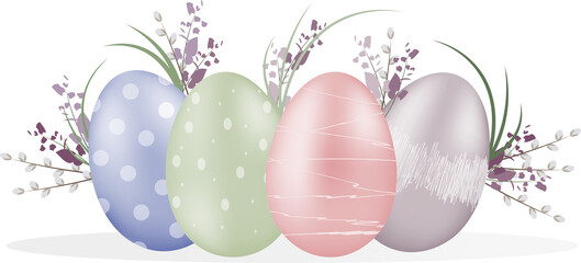 Decorated Easter eggs banner, Happy Easter concept