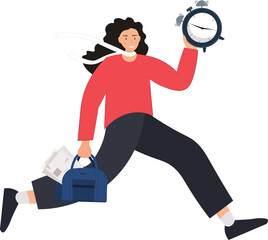 Businessman running late for work meeting, a Businesswoman races against time, student hurry up for exam, time management concept