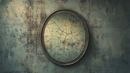 Naklejka premium Fractured Reflections: A Study of Time, Decay, and the Beauty of Imperfection