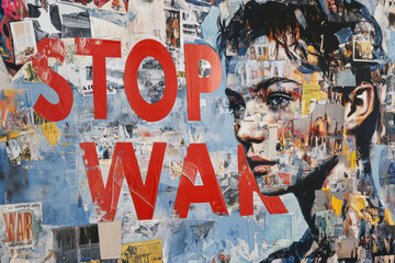 Fototapeta premium Stop War Message in Art