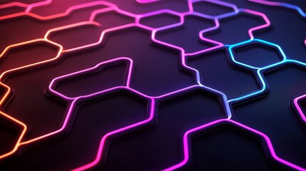 Obraz premium Abstract Representation of Network Structure with Neon Lines on Dark Background