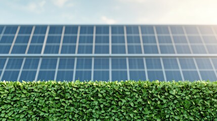 Fototapeta premium Sustainable Design Ideas with Greenery and Solar Panels in Background for Eco-Friendly Projects