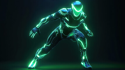 Futuristic Cyber Warrior in a Neon Suit
