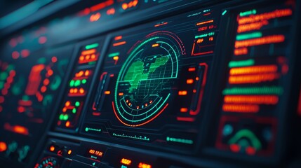 Obraz premium Futuristic Dashboard Display with Embedded Interface for Advanced Data Visualization