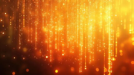 Golden abstract background with glittering light particles and bokeh effects