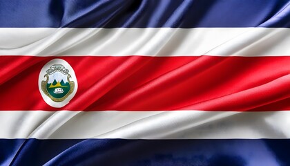 Fototapeta premium Vibrant Costa Rica flag waving with luxurious satin texture - Patriotic and cultural symbol
