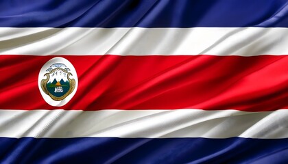 Fototapeta premium Vibrant Costa Rica flag waving with luxurious satin texture - Patriotic and cultural symbol