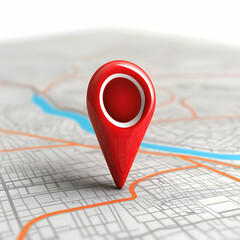 Fototapeta premium Essential navigation marker resting on a detailed urban map illustrating spatial orientation as a guide for travelers. Generative AI