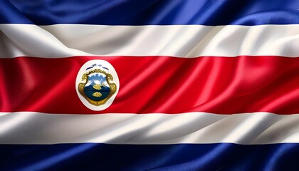 Fototapeta premium Vibrant Costa Rica flag waving with luxurious satin texture - Patriotic and cultural symbol