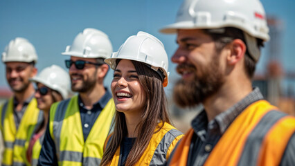 Gender Diverse Builder Team Working at Construction Site