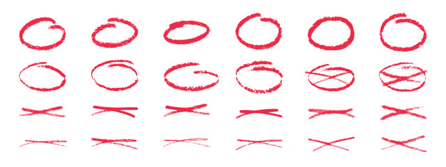 A set of red strokes    with marker pen, pencil, chalk . Hand drawn doodles, swirls and curves. Vector illustration of various strokes and lines drawn with charcoal.
