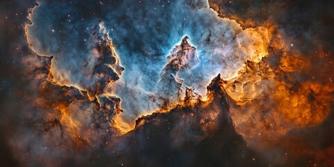 An otherworldly scene of nebula clouds in space