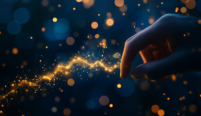 Businessman touching virtual screen and data statistical index graph, stock market data and stock exchange concept, stock market financial analysis,