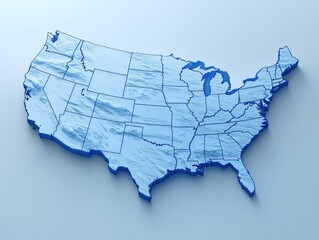 Handmade paper map of the United States.